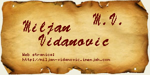 Miljan Vidanović vizit kartica